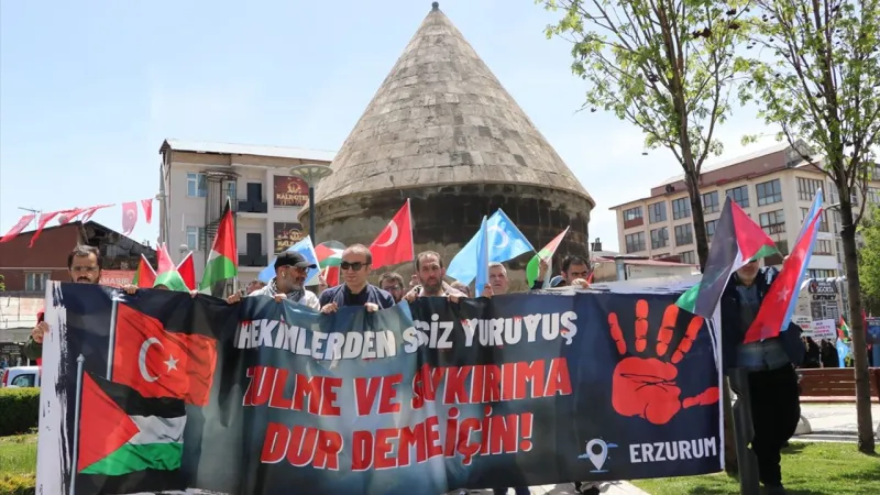 Erzurum'da sağlıkçıların Gazze yürüyüşü